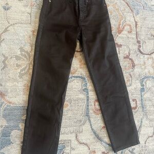 Women’s petite dark burgundy/brown coated jeans